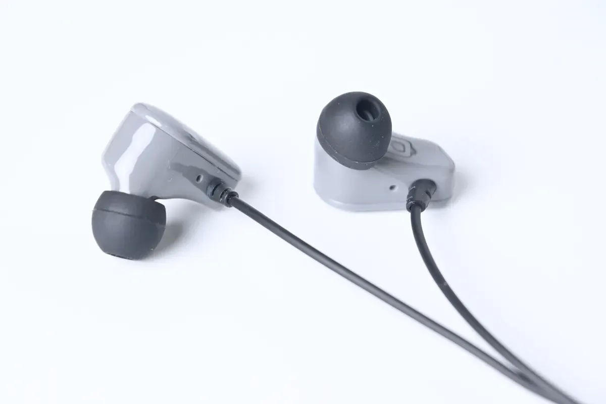 Accel earphones — side profile showing shape